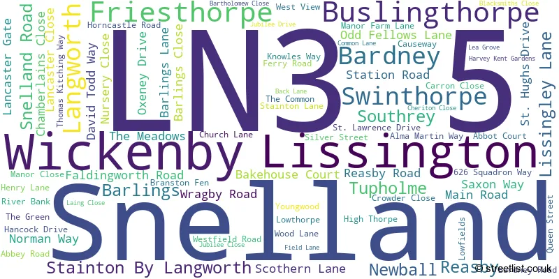 A word cloud for the LN3 5 postcode